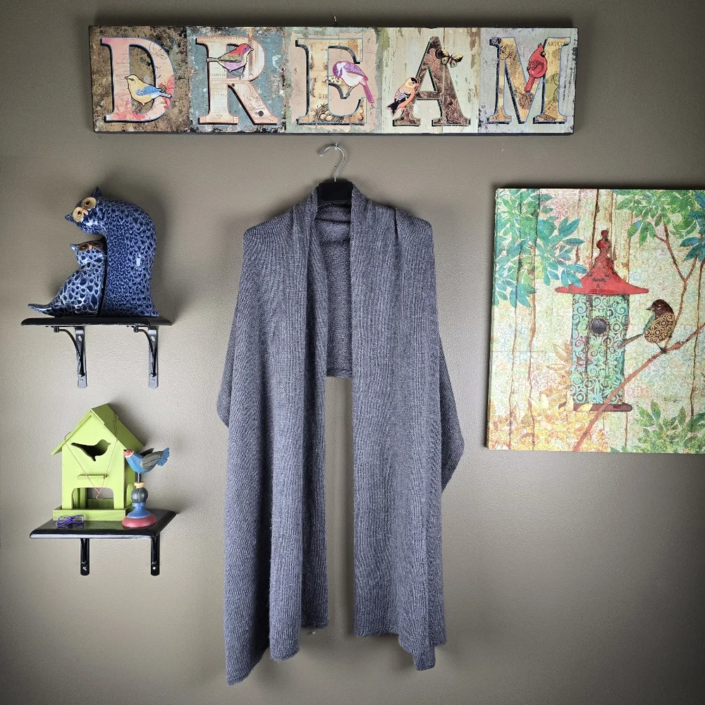 Wooden Ships Gray Wool Mohair Blend Scarf Wrap Poncho